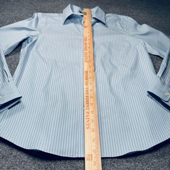 New Lands' End No Iron Pinpoint Oxford Striped Paradise Blue Women's Size 10 - Picture 8 of 8